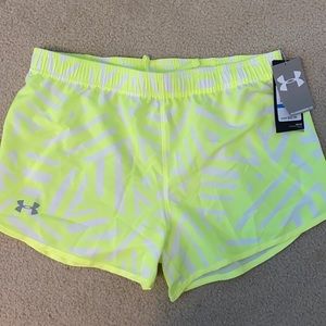 Highlighter Yellow Youth Girls Under Armour Running Shorts
